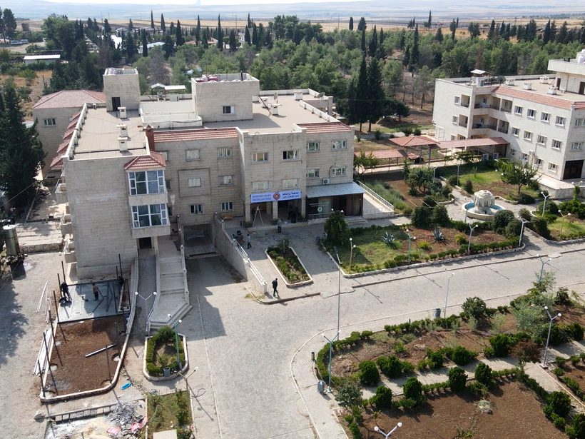 Aerial view of the Culture & Arts College campus in Derek (Dêrik)